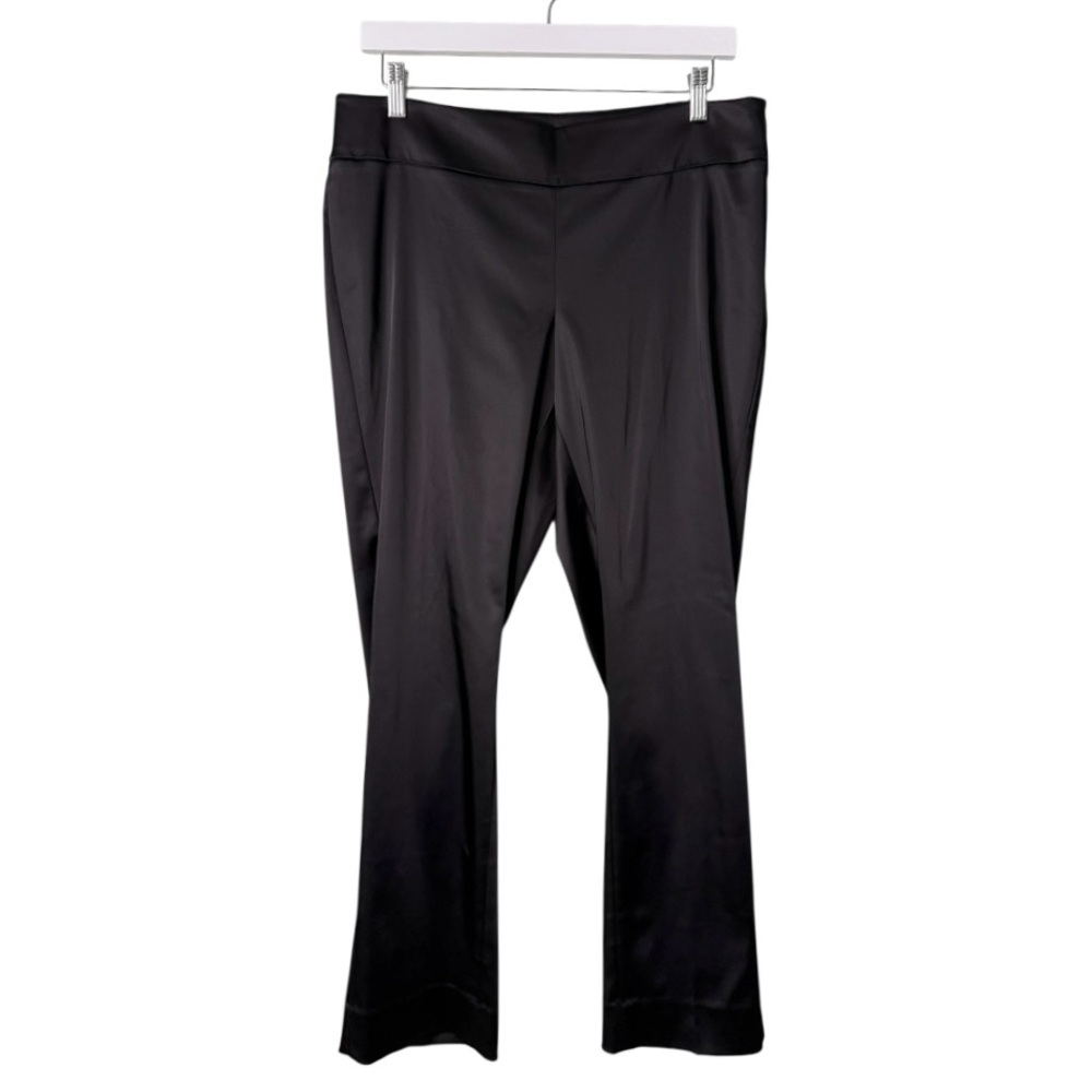 NWT White House Black Market Satin‎ Slim Leg Trouser Pants Black Women’s Size 10